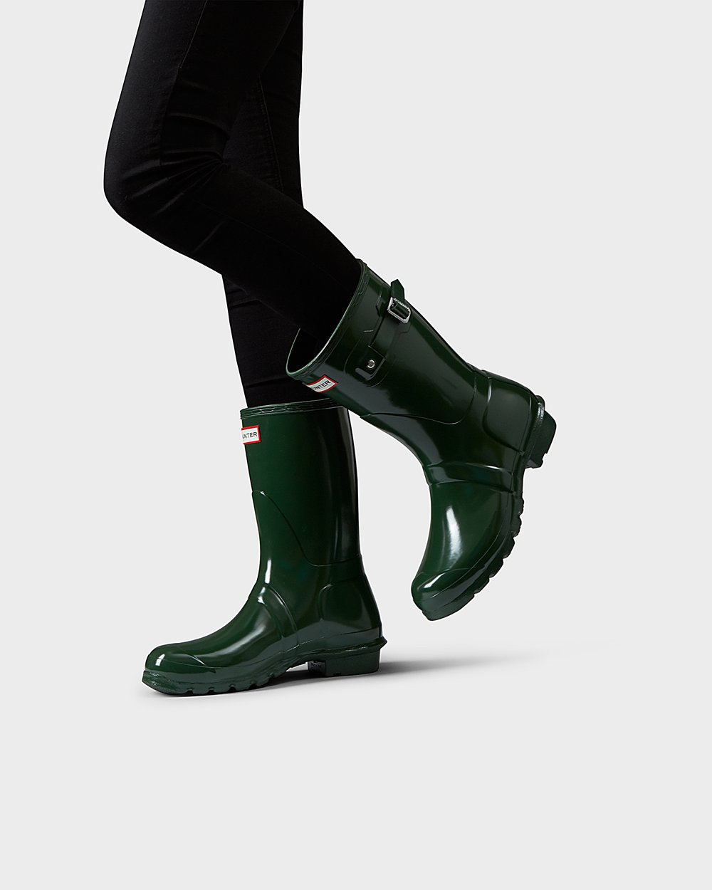 Hunter Original Gloss Short Rain Boots - Sale Womens Green - NKARYF157